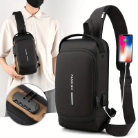 Anti-Diebstahl-Crossbody-Sling Wasser- & Kratzfeste leichter Schulter-Rucksack mit USB-Ladeanschluss (Schwarz)